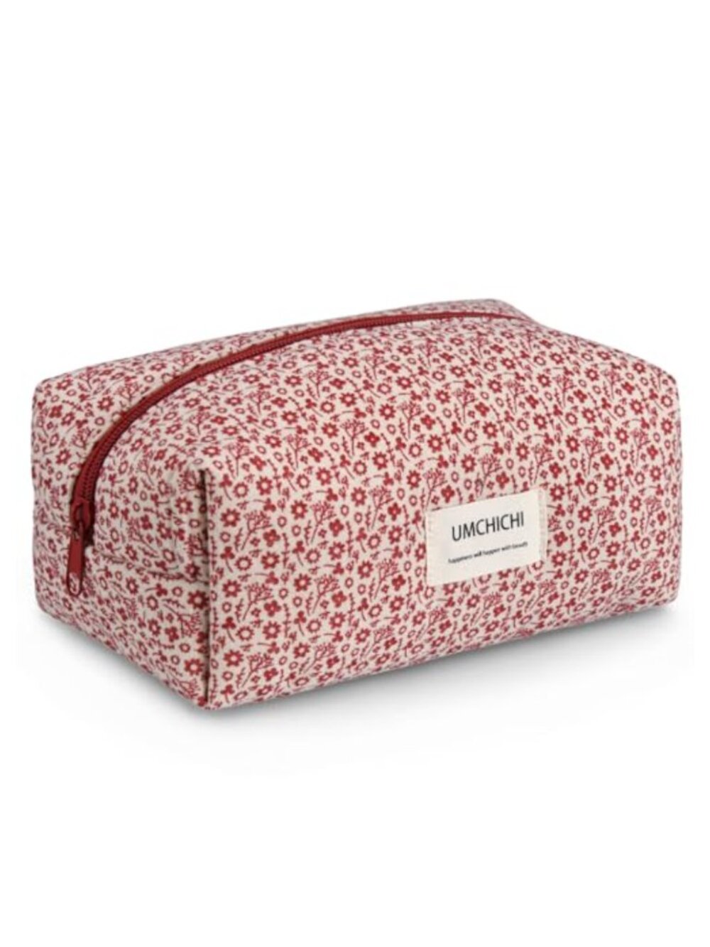 Quilted Cotton Makeup Bag Floral Cosmetic Toiletry Organizer Travel Pouch